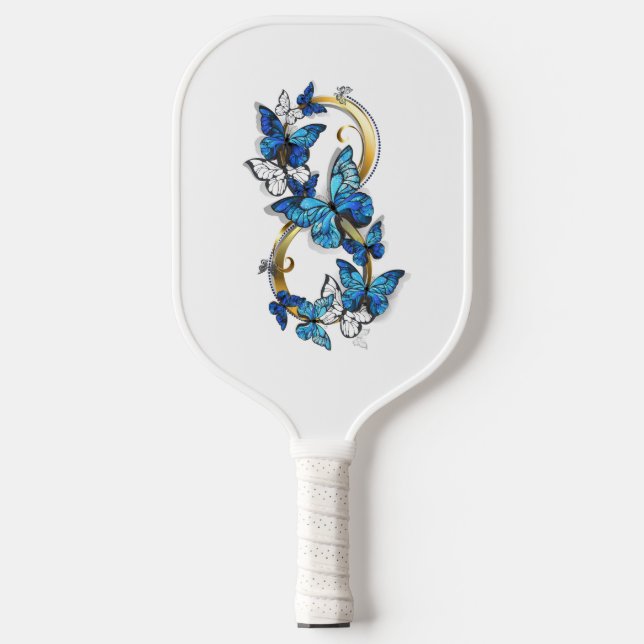 Raquette De Pickleball Symbole infini de papillons Morpho bleus (Recto)