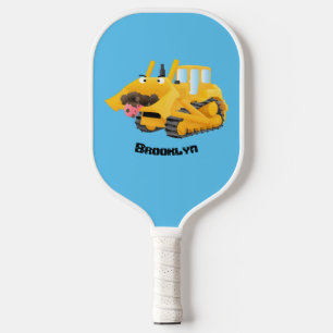 Raquette De Pickleball Sympa joli caractère de dessin animé au bulldozer