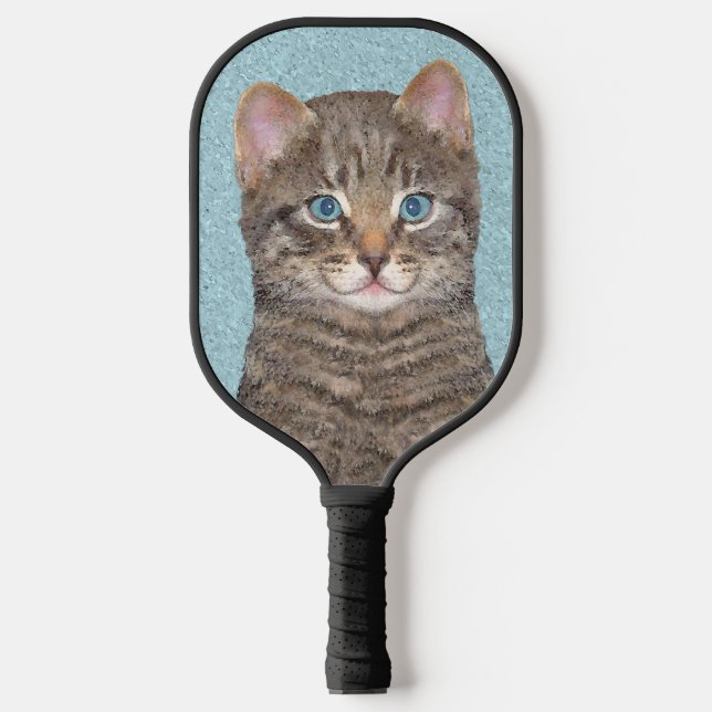 Raquette De Pickleball Tabby Gris Peinture Chat - Cute Original Art Chat