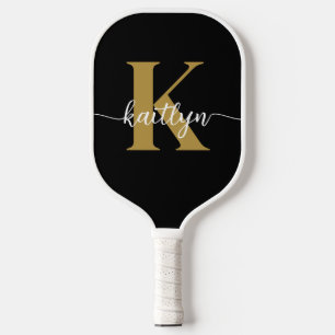 Raquette De Pickleball Tapis de sol monogrammé en noir et or