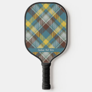 Raquette De Pickleball Tartan Brown Vert Or Plaid Votre Texte Personnalis