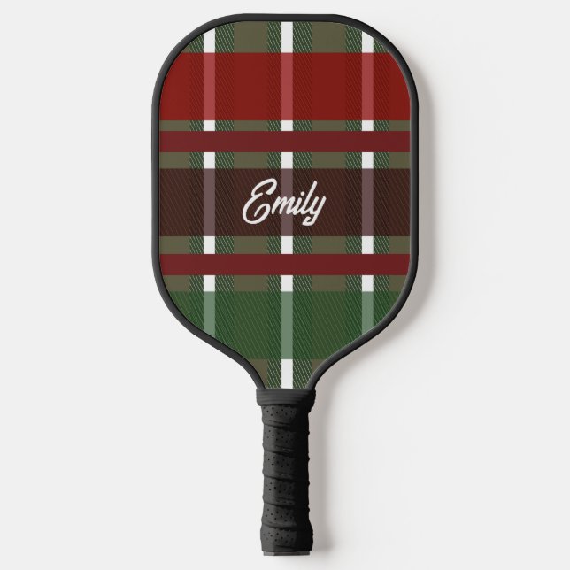 Raquette De Pickleball Tartan d'hiver Plaid Green Festive (Recto)