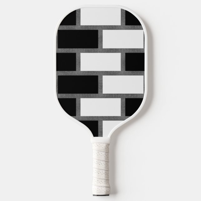 Raquette De Pickleball Tartan noir et blanc Sillitoe À damiers Motif (Recto)