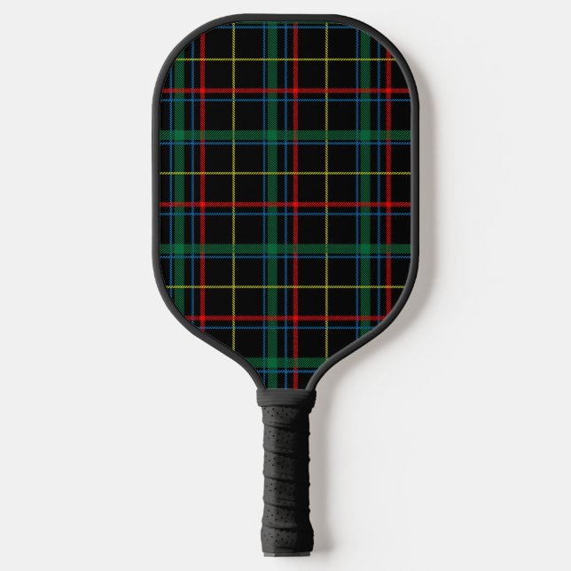 Raquette De Pickleball Tartan plaid motif, vert et rouge, (Recto)