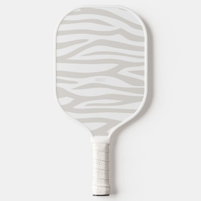 Raquette De Pickleball Taupe moderne Zebra Impression personnalisée (Recto)