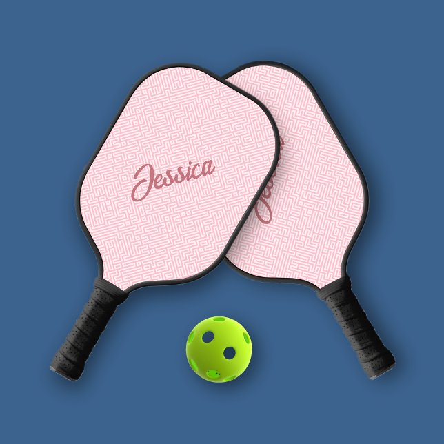 Raquette De Pickleball Tendance Monotone Géométrique rose personnel (Créateur téléchargé)