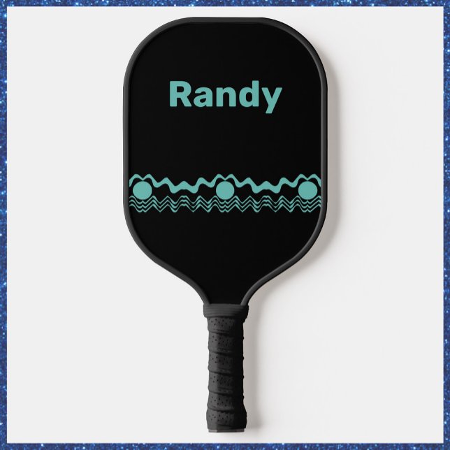 Raquette De Pickleball Tendance Tribal géométrique Turquoise et Noir (Créateur téléchargé)