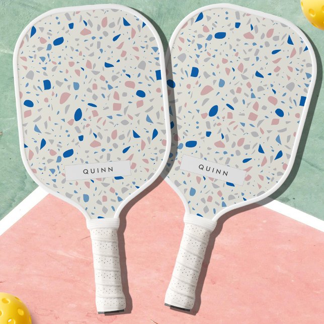 Raquette De Pickleball Terrazzo Motif Neutre Naturel Élégant (Créateur téléchargé)