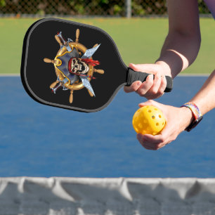 Raquette De Pickleball Tête De Crâne Et Traverses Navires Pirates