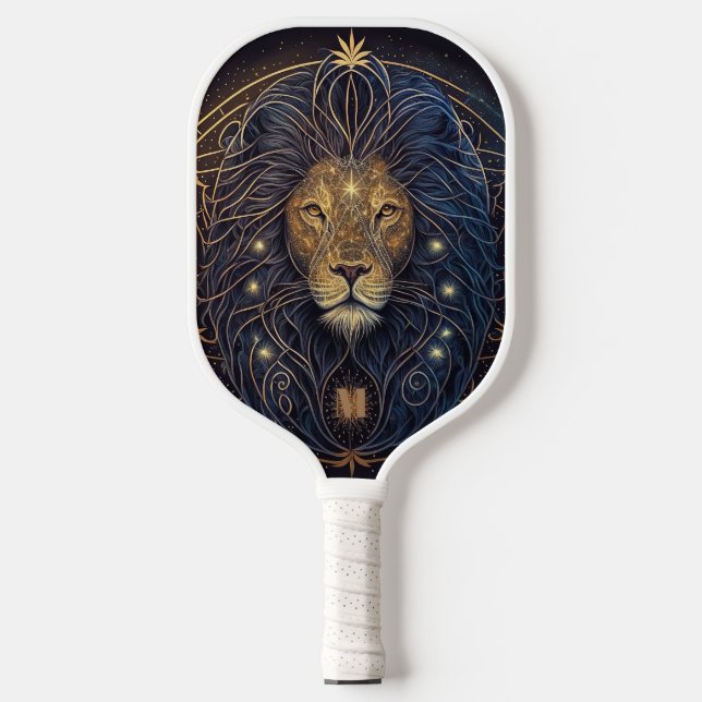Raquette De Pickleball Tête de lion céleste Monogramme moderne (Recto)
