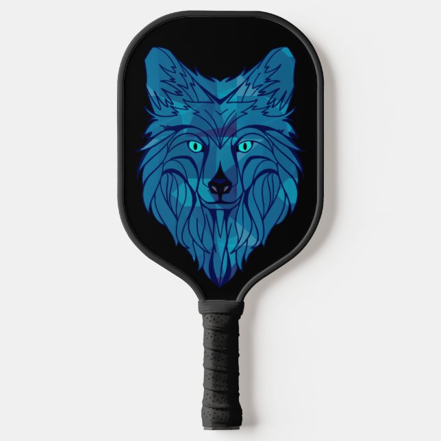 Raquette De Pickleball Tête de loup bleu Poly (Recto)