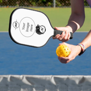Raquette De Pickleball Tête de loup noir tribal Silhouette Laurel Monogra