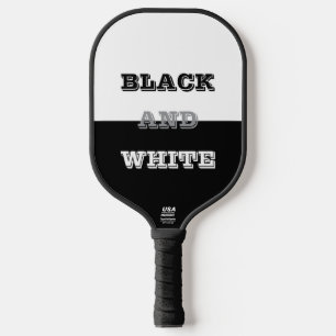 Raquette De Pickleball Texte Blanc Gris Noir Et Couleurs Solides