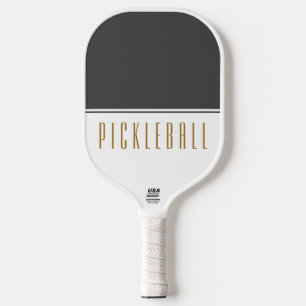 Raquette De Pickleball Texte Fancy gris foncé blanc couleur bloc PICKLEBA