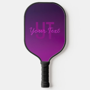 Raquette De Pickleball Texte monogramme modifiable moderne & Ombre violet