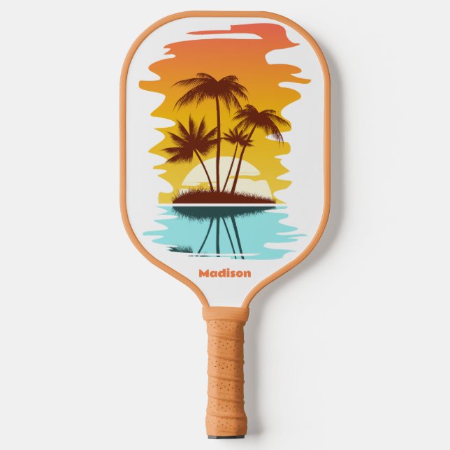 Raquette De Pickleball Texte personnalisé Coucher de soleil sur l'île tro (Recto)