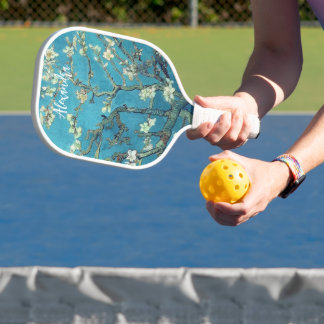Raquette De Pickleball Texte personnalisé des fleurs d'amandes