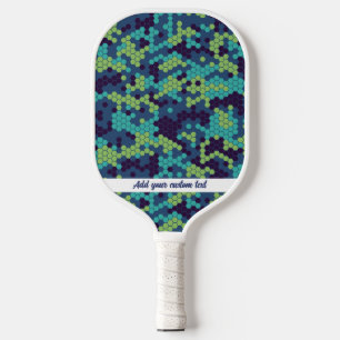 Raquette De Pickleball Texte personnalisé du Motif de peigne bleu Abstrai