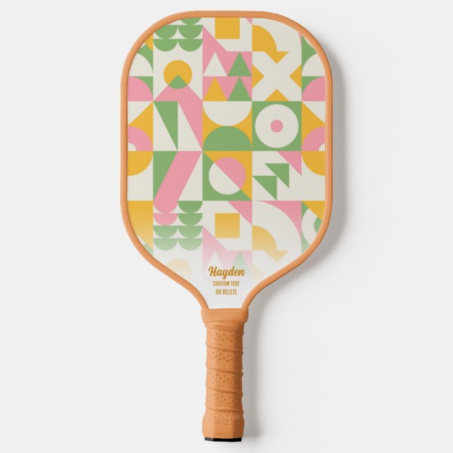 Raquette De Pickleball Texte personnalisé du Motif rétro géométrique Mood (Verso)