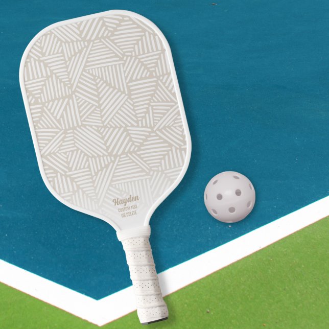 Raquette De Pickleball Texte personnalisé Neutre Géométrique Tan Blanc Tr (Créateur téléchargé)