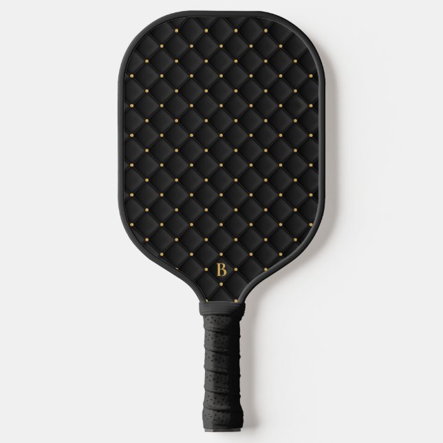 Raquette De Pickleball texture carré noire mate Abstraite (Recto)