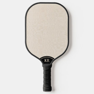 Raquette De Pickleball Texture de lin beige clair monogramme minimal