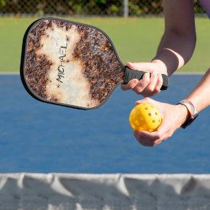 Raquette De Pickleball Texture de métal rouillé brun cool Nom personnalis