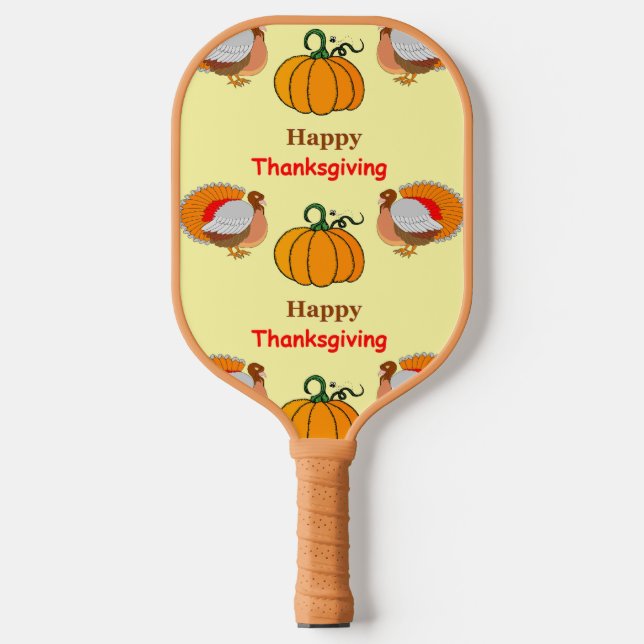 Raquette De Pickleball Thanksgiving citrouille et dinde (Recto)