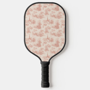 Raquette De Pickleball Toile de Jouy Romantique Rose Motif Campagne (1)
