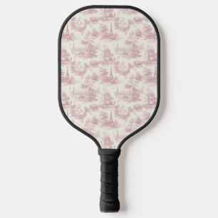 Raquette De Pickleball Toile de Jouy Romantique Rose Motif Campagne (3)