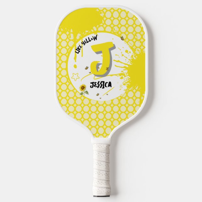 Raquette De Pickleball Tournesol Aquarelle avec Papillons Comme Jaune (Recto)