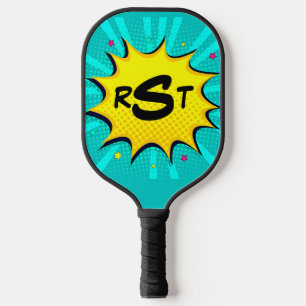 Raquette De Pickleball Toute 3 Lettre Initiale Monogram Aqua Pop Art Clou