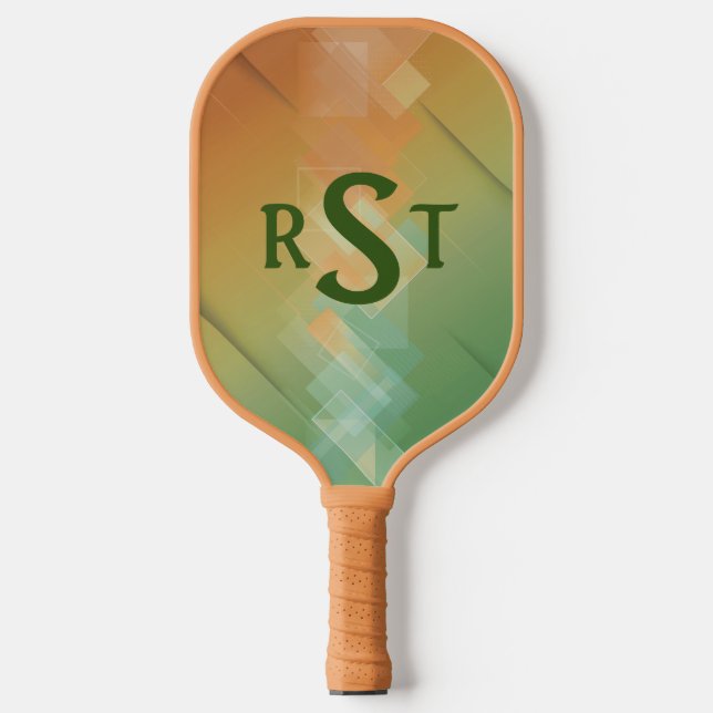 Raquette De Pickleball Toute 3 Lettre Monogramme initiale Vert Brown Abst (Recto)
