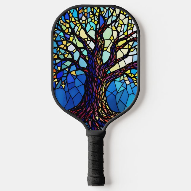 Raquette De Pickleball Tree of Life Shattered Glass Mosaic (Recto)