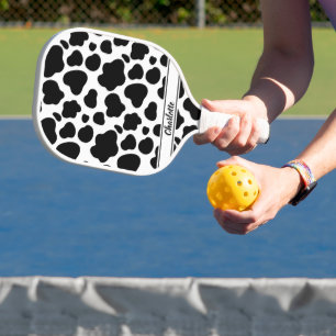 Raquette De Pickleball Trendy Cute Fun Black & White Cow Motif Personnali
