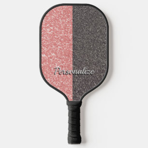 Raquette De Pickleball Trendy Pink Gray Glitter Glam Personalized Stylish