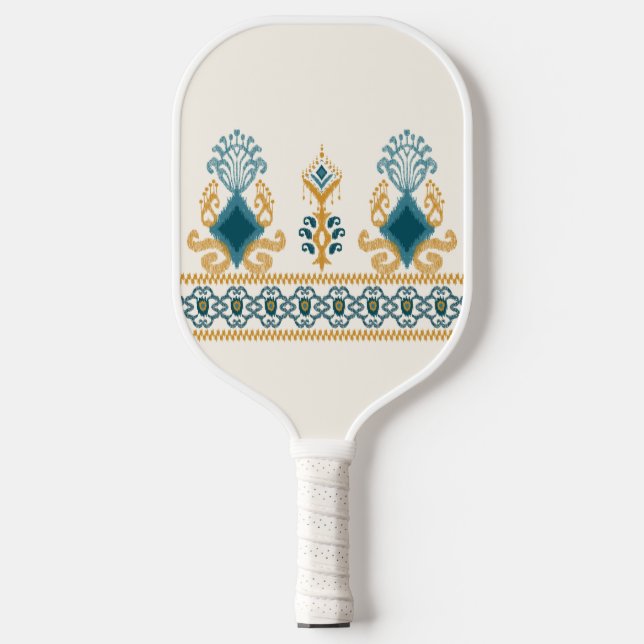 Raquette De Pickleball Tribal Turquoise orange Ikat moderne chic (Recto)