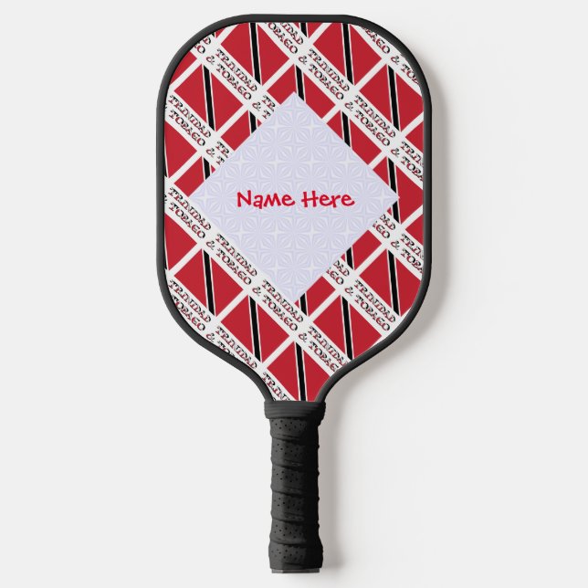 Raquette De Pickleball Trinité-et-Tobago Drapeau Carrelé Rouge Personnali (Recto)