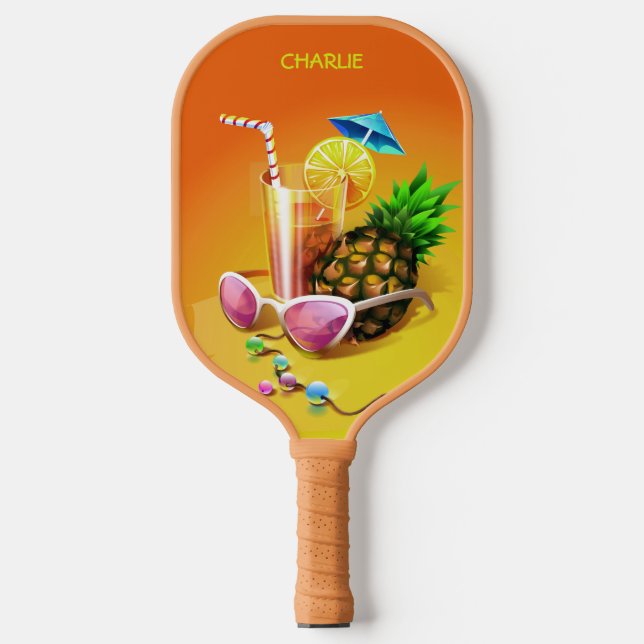 Raquette De Pickleball Tropical Drink nom personnalisé (Recto)