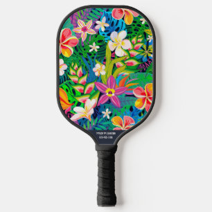 Raquette De Pickleball Tropical Leaf Floral Botanal Nom personnalisé Numé