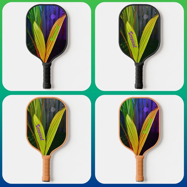 Raquette De Pickleball Tropical Palm Fronds brillant coloré Personnalisé (Créateur téléchargé)