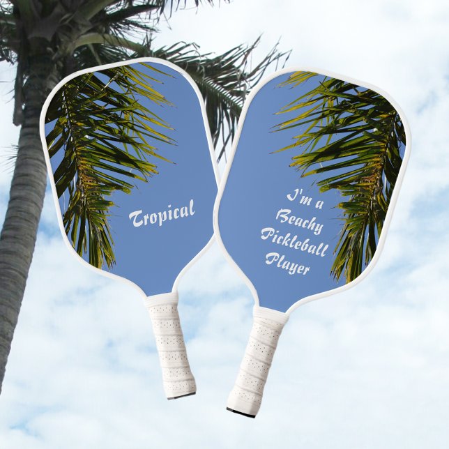 Raquette De Pickleball Tropical Palm Tree Fronds Sky Blue Personnalisable (Créateur téléchargé)