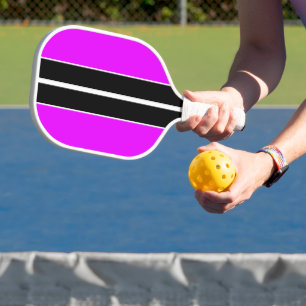Raquette De Pickleball Tropical Pink Black White Center Racing Stripes