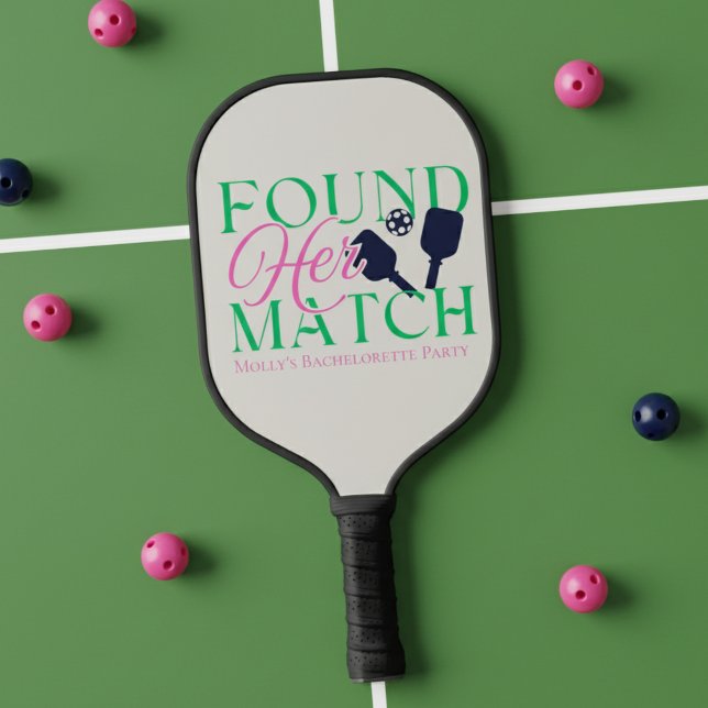 Raquette De Pickleball Trouve Son Égal Rose Fun Pickleball Enterrement de (Celebrate love and friendly competition with this playful “Found Her Match” design!)