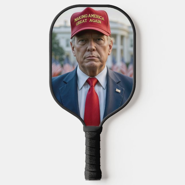 Raquette De Pickleball Trump avec le Casquette Red MAGA (Recto)
