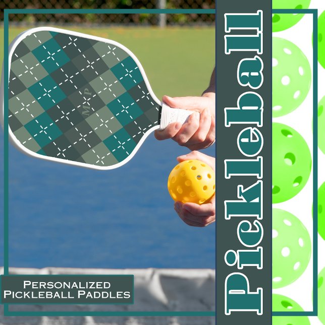 Raquette De Pickleball Turquoise foncé et Jacquard gris avec Stitchin bla (Créateur téléchargé)