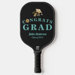Raquette De Pickleball Turquoise & Or Moderne 2024 Graduation Congrats GR