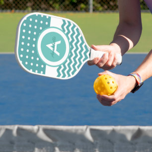 Raquette De Pickleball Turquoise Polka Dot Chevron