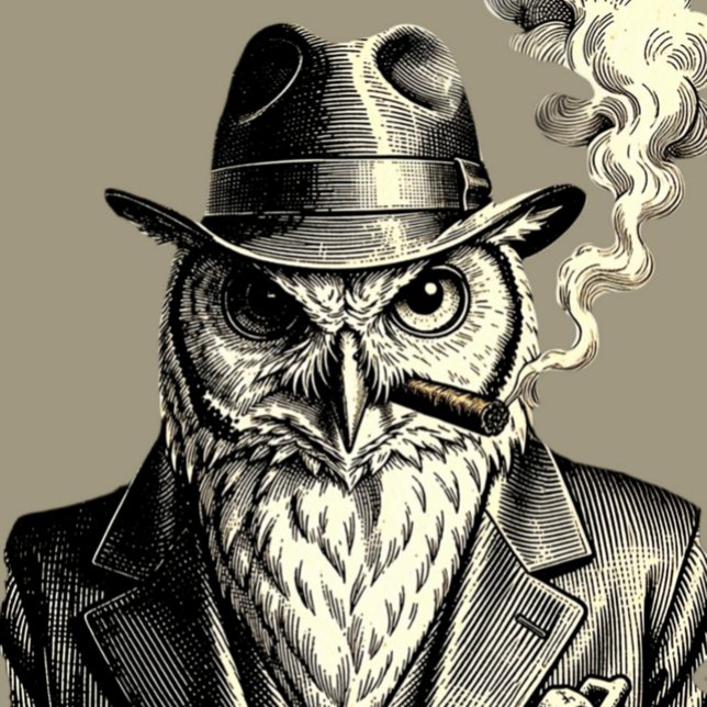 RAQUETTE DE PICKLEBALL TYPES MALIN (WISE GUY
An anthropomorphic owl reimagined as a 1930's mob boss. Available as a Pickleball paddle.)