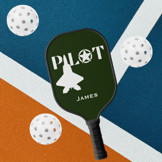 Raquette De Pickleball Typographie de pilote & avion personnalisé drôle